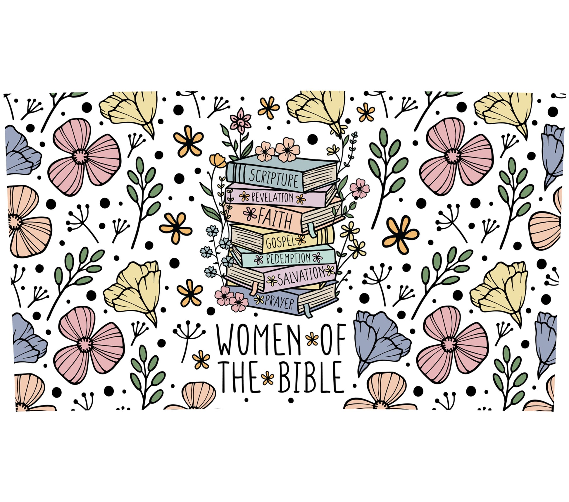 Women of the Bible Illustrated Poster, Faith-Inspired Wall Art, Scripture and Floral Design, Christian Home Decor, Religious Gift Idea