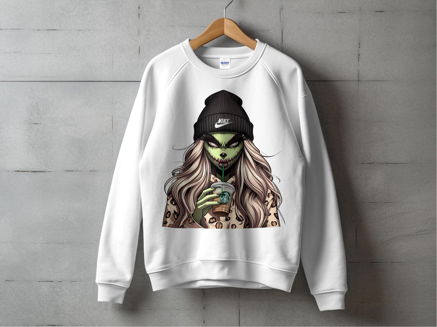 Trendy Zombie Girl Graphic Sweatshirt, Stylish Urban Art Print, Casual Streetwear Pullover, Cool Illustration Top