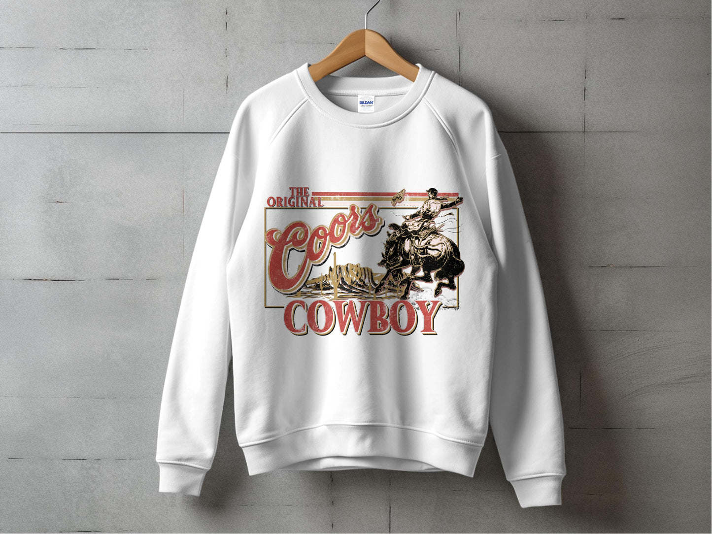 Vintage Cowboy Graphic Sweatshirt, Retro Western Style Pullover, Classic Rodeo Print Crewneck, Casual Unisex Apparel