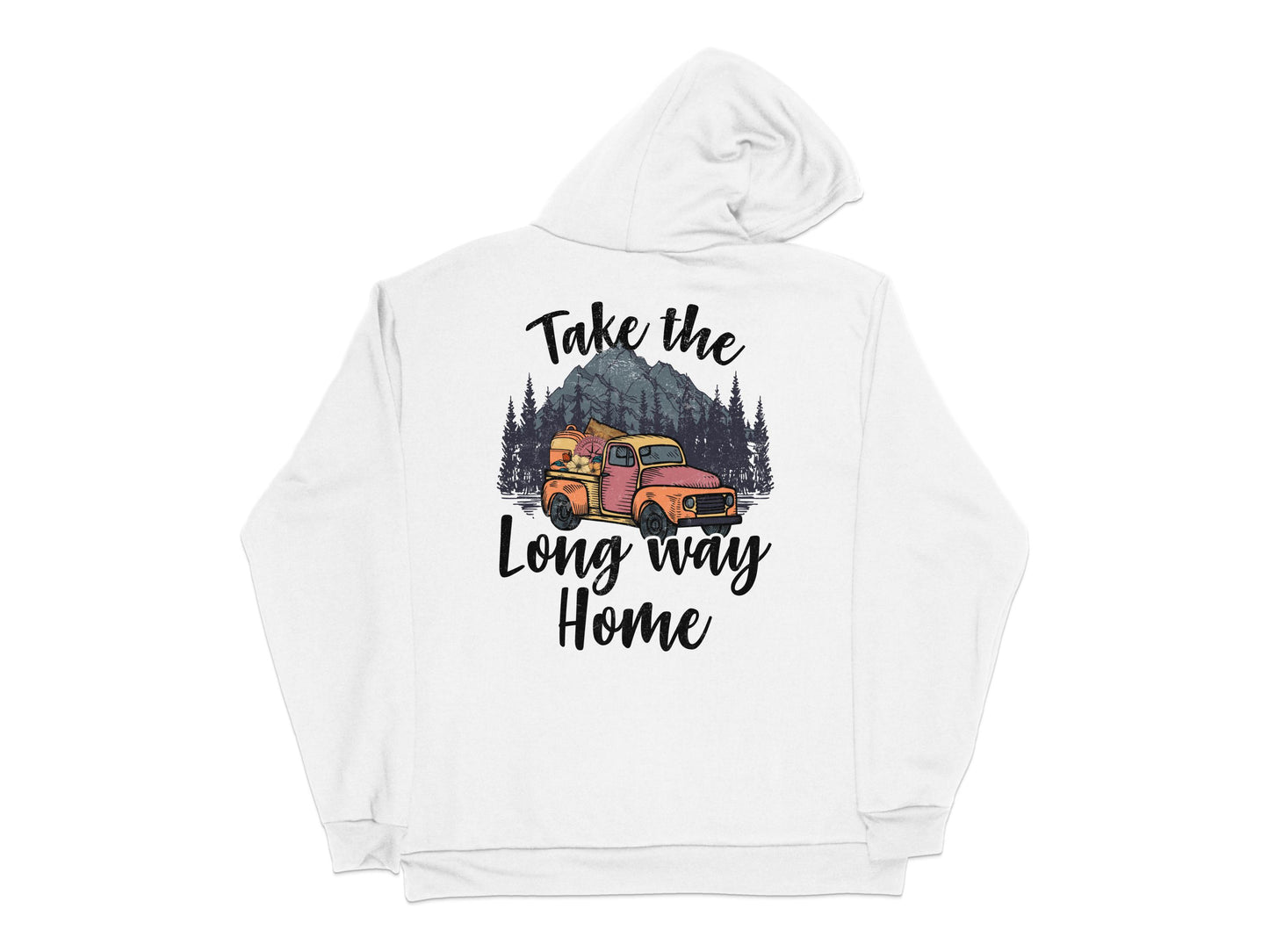 Take the Long Way Home Hoodie, Adventure Graphic Pullover, Nature Inspired Sweatshirt, Camping Van Print Hoodie