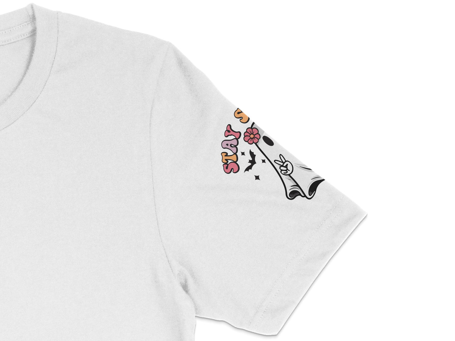 White T-shirt with Colorful Abstract Art, Graphic Tee, Casual Fashion, Unisex Clothing, Unique Design Top for All