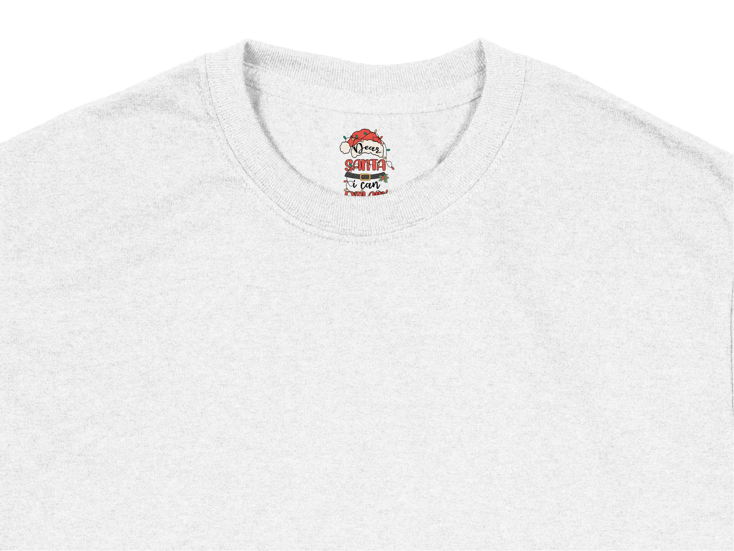 White Graphic T-Shirt with Santa Claus Christmas Themed Casual Wear Cotton Tee