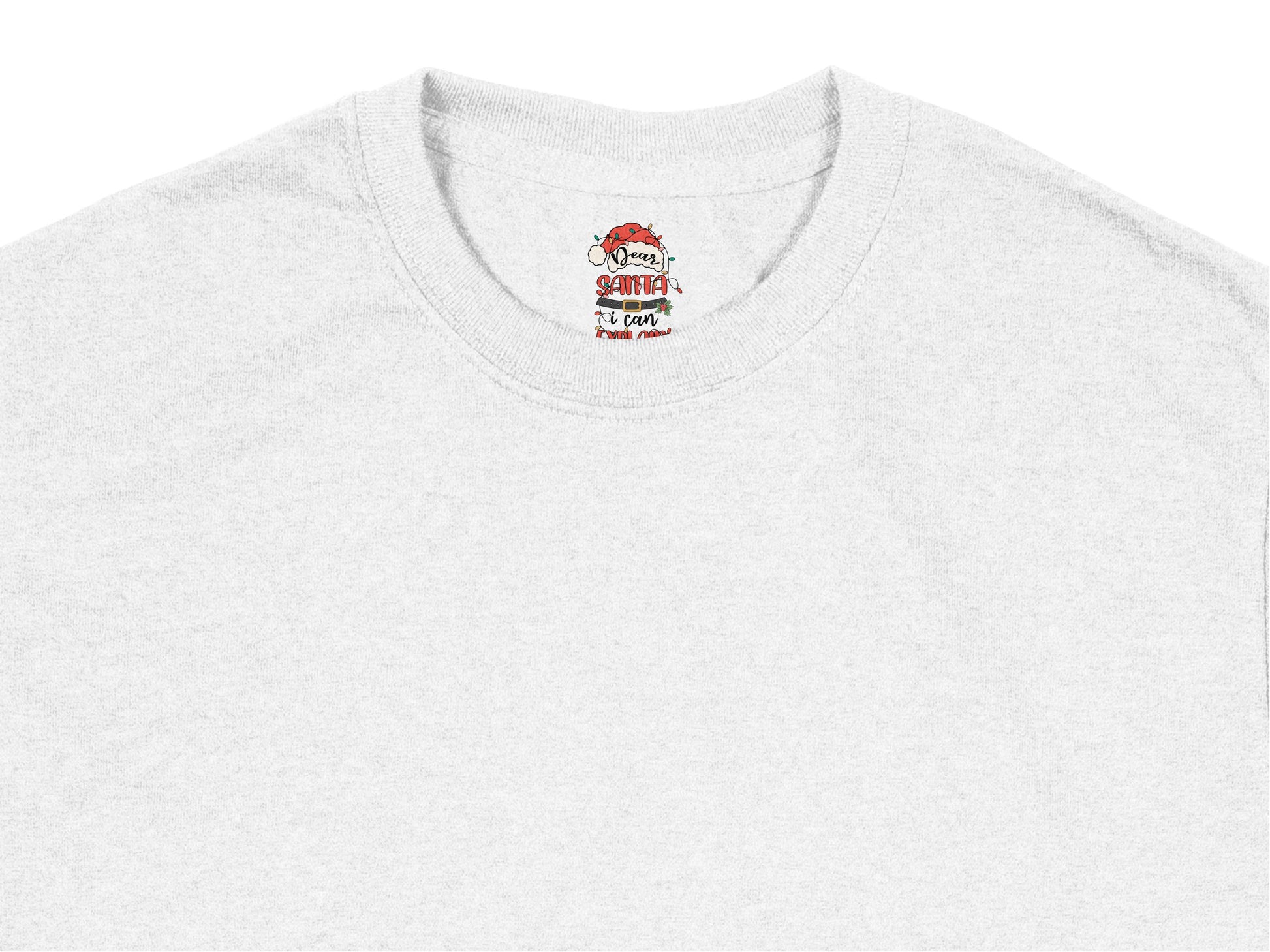 White Graphic T-Shirt with Santa Claus Christmas Themed Casual Wear Cotton Tee