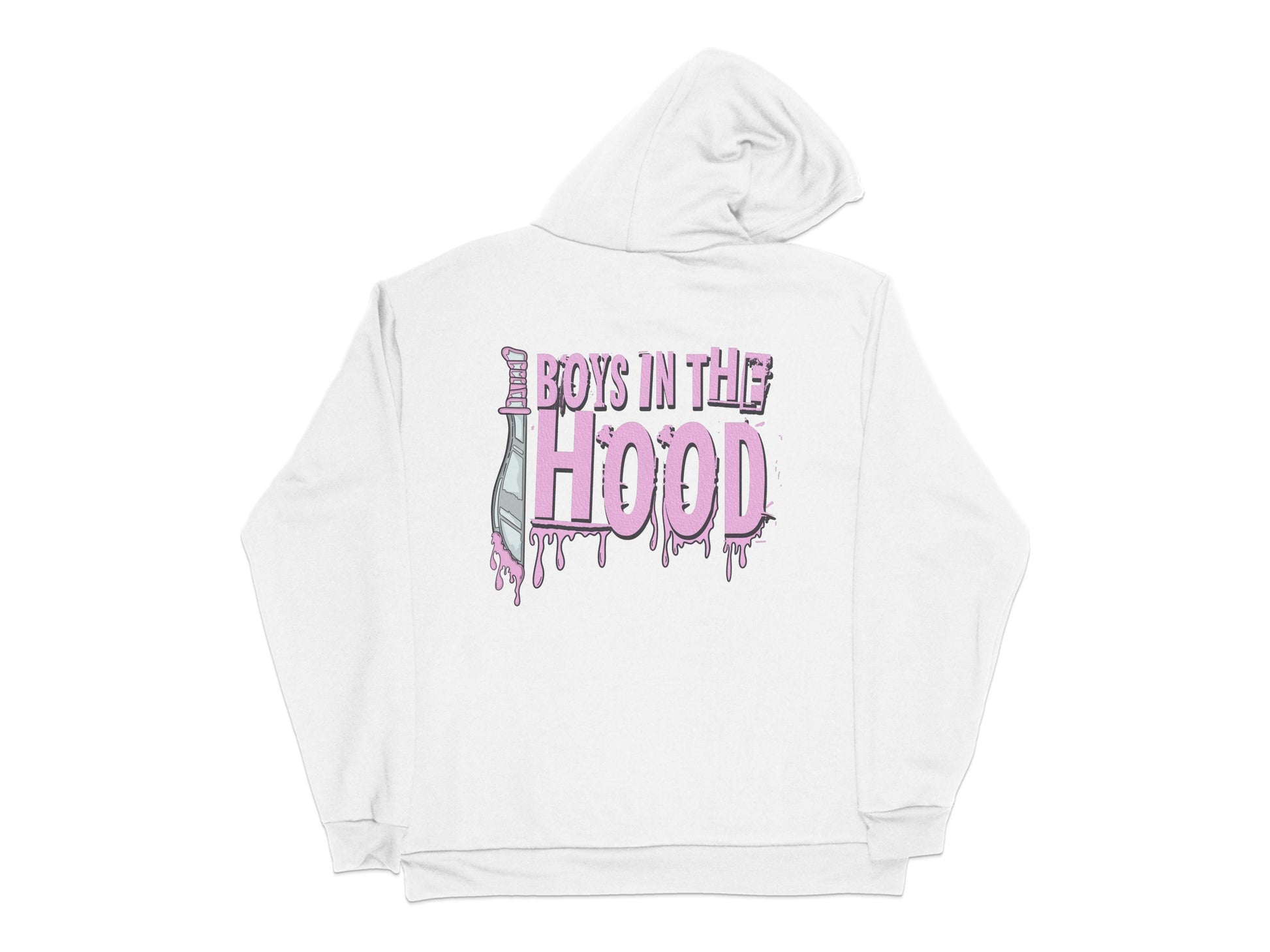 Boys in the Hood Graphic Hoodie, Pink Text Urban Fashion, Trendy Streetwear Sweatshirt