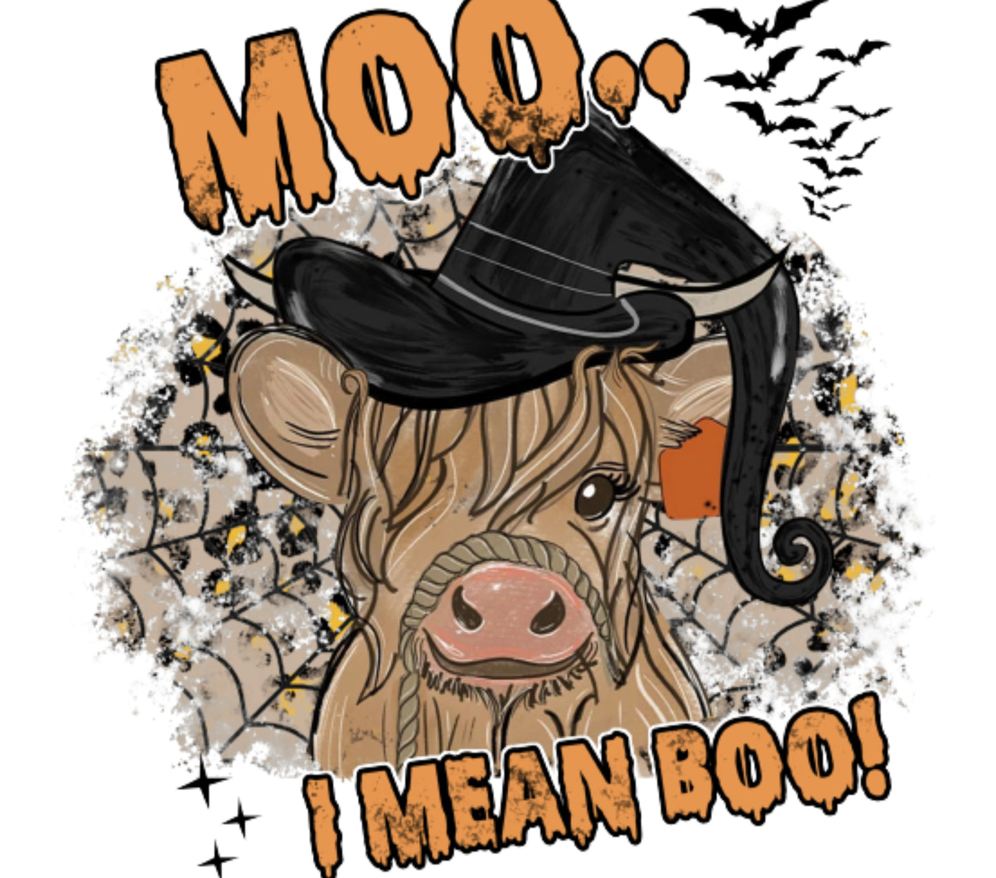 Halloween Cow Art Print, Moo I Mean Boo, Witch Hat, Cute Farm Animal Fall Decor, Spooky Season Wall Art