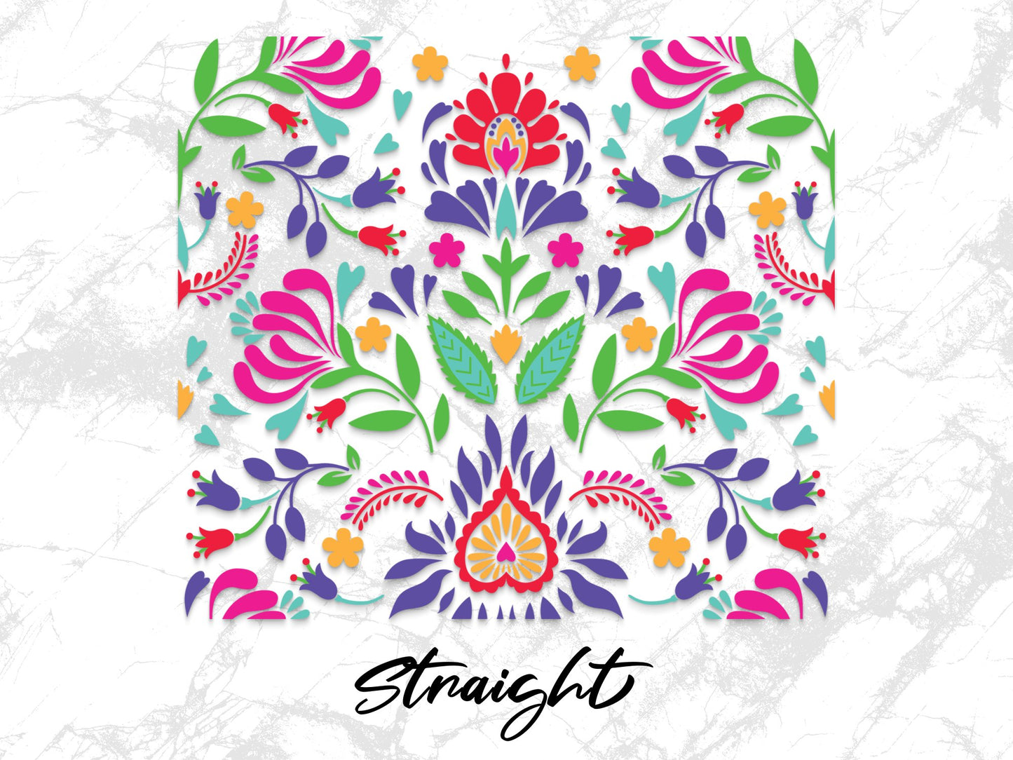 Colorful Floral Pattern Wall Art, Vibrant Folk Art Print, Decorative Home Decor, Bright Flower Illustration