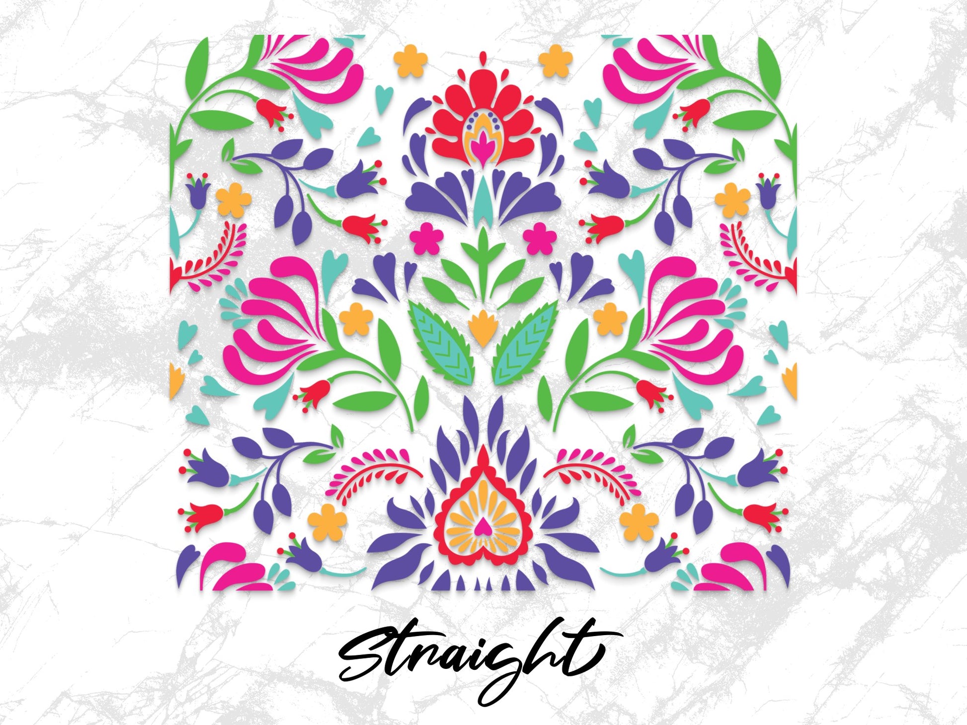 Colorful Floral Pattern Wall Art, Vibrant Folk Art Print, Decorative Home Decor, Bright Flower Illustration