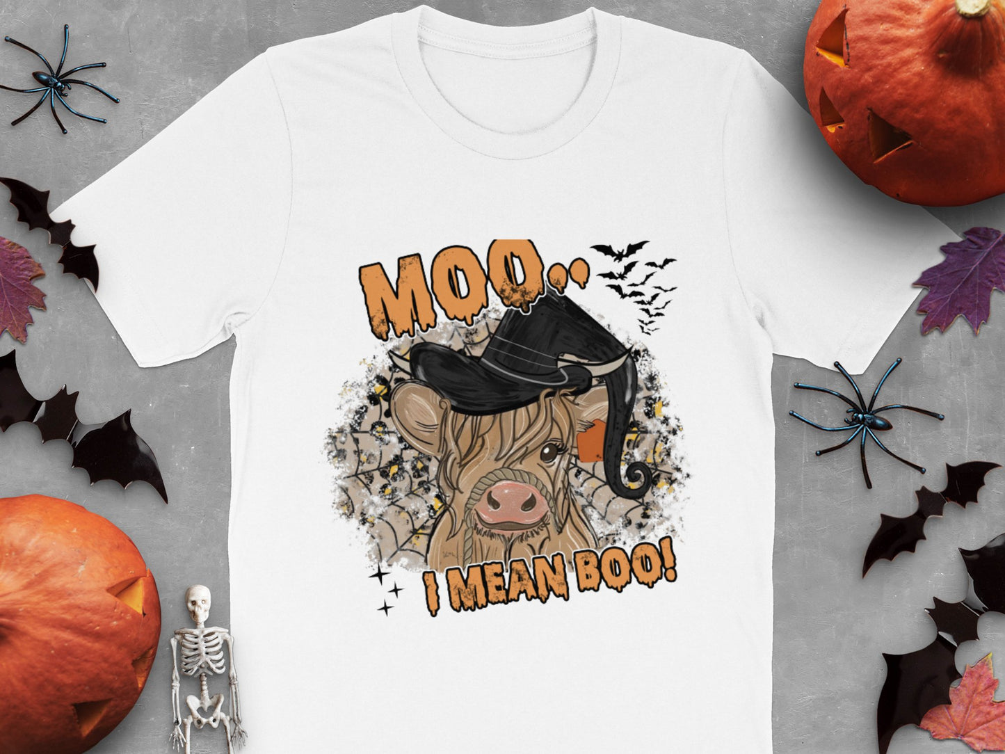 Halloween Cow T-Shirt, Funny Moo I Mean Boo Graphic Tee, Spooky Farm Animal, Cute Autumn Festival Clothing, Unisex Adult Fall Apparel
