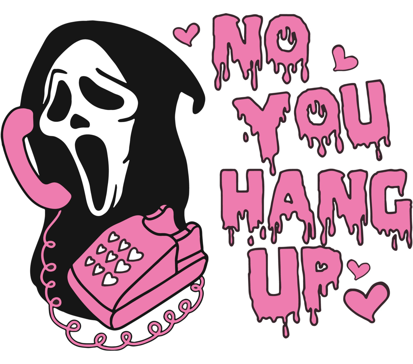 Pink and Black Scream Ghost Phone Art Print, Quirky Gothic Home Decor, Unique Halloween Wall Hanging, Emo Style Artwork