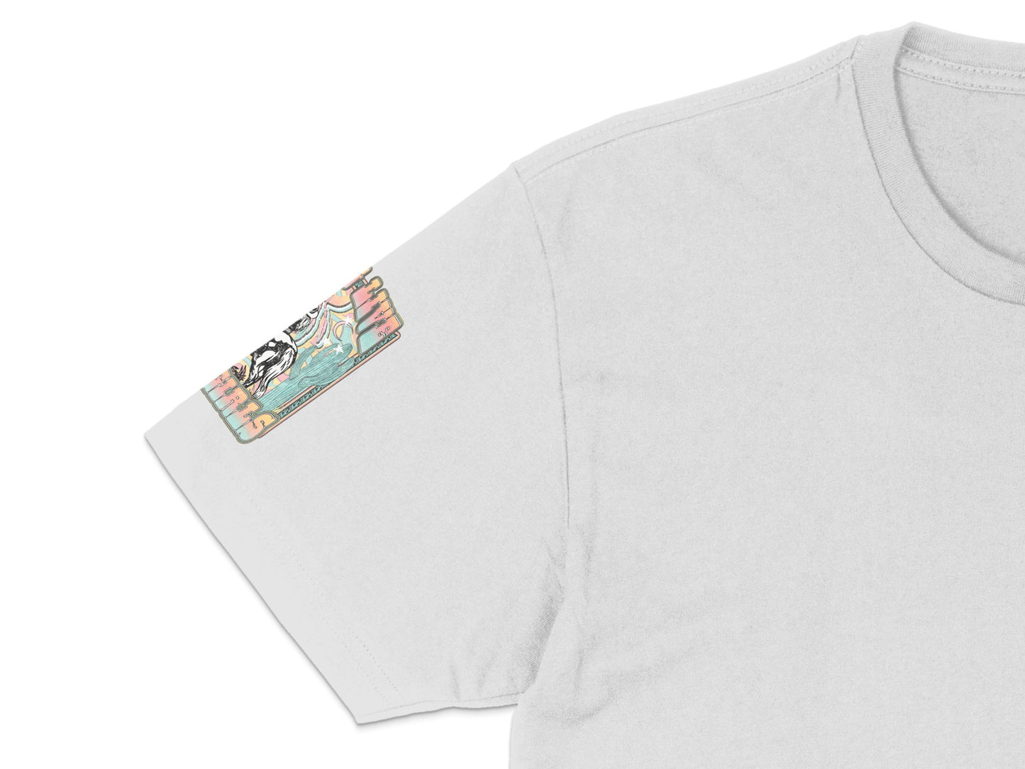 Trendy White T-Shirt with Colorful Pocket Tiger Print, Casual Cotton Tee for Women and Men