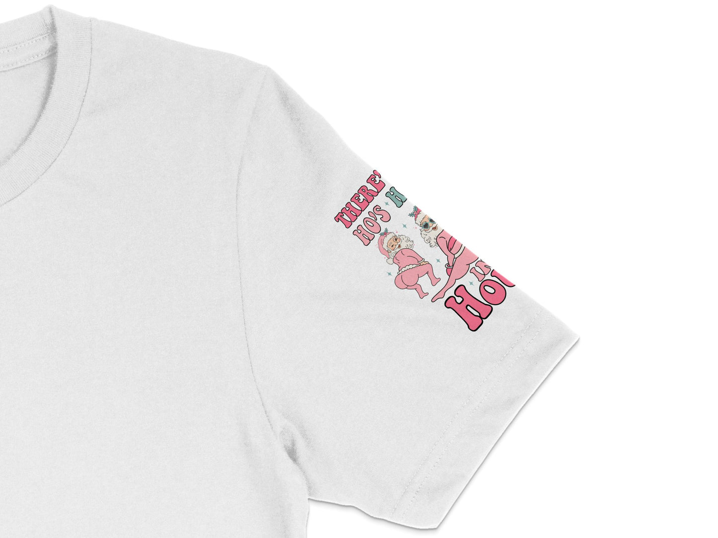 Women's Graphic T-Shirt, There's No Place Like Bed, Pink Text, Comfy Casual Cotton Tee, Fashionable Sleepwear Top