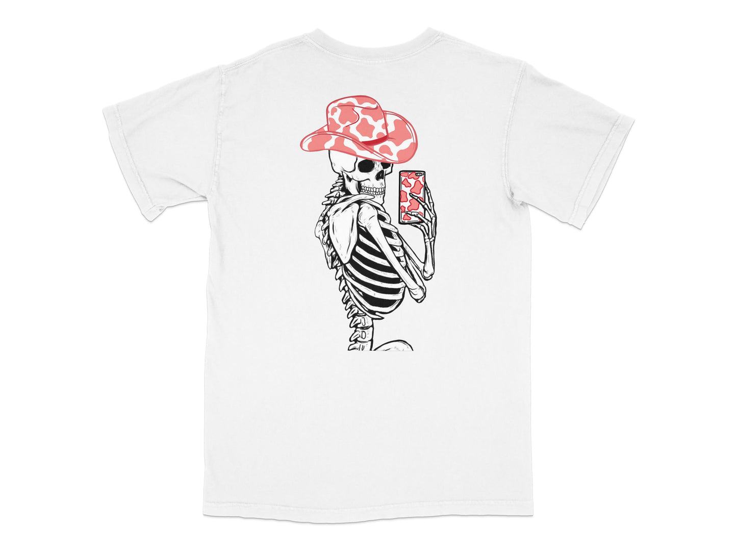 Skeleton Graphic T-Shirt, Red Hat Design, Unique Illustration, Casual Streetwear, Unisex Fashion Top, Trendy Style Tee