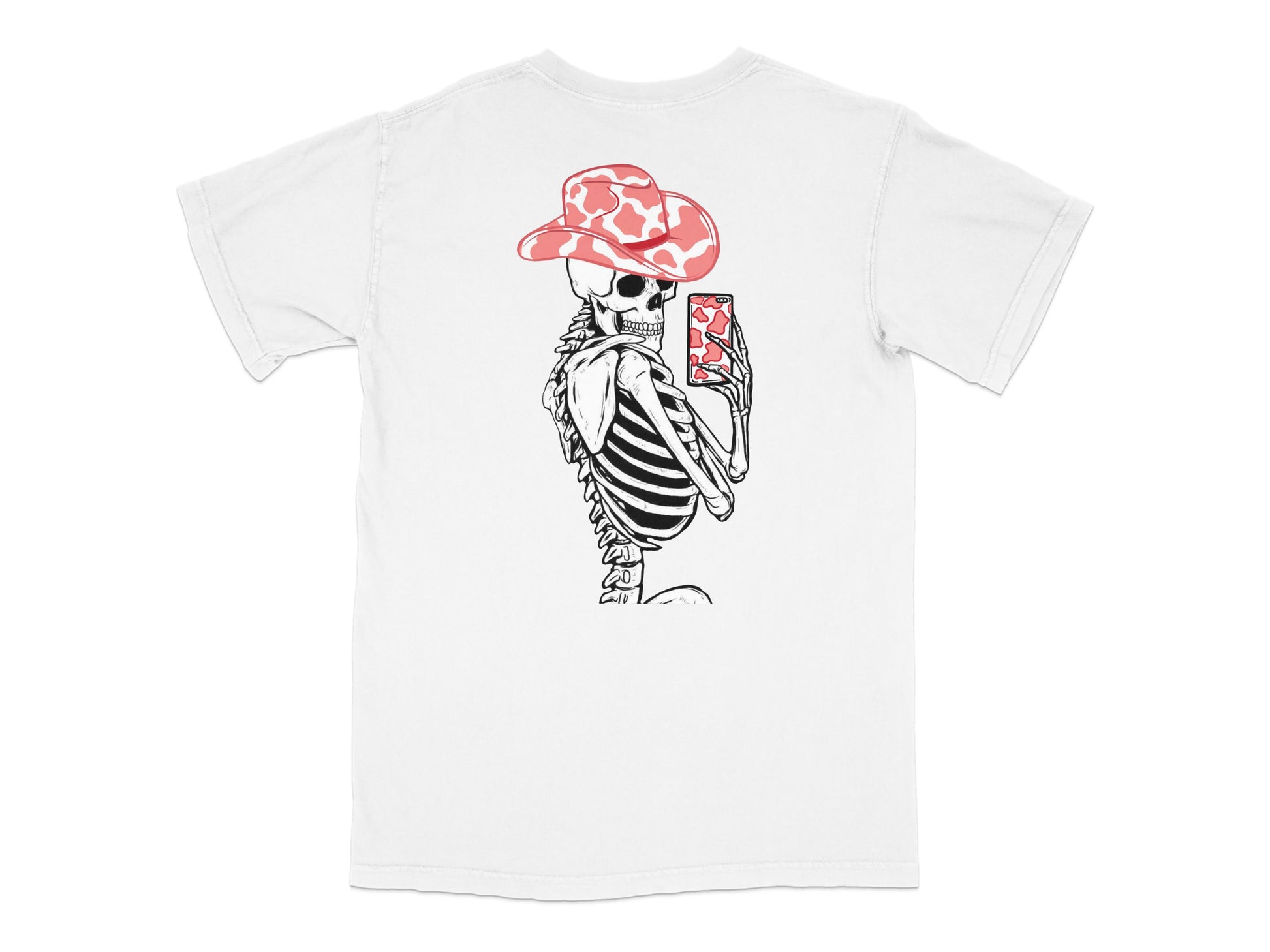 Skeleton Graphic T-Shirt, Red Hat Design, Unique Illustration, Casual Streetwear, Unisex Fashion Top, Trendy Style Tee