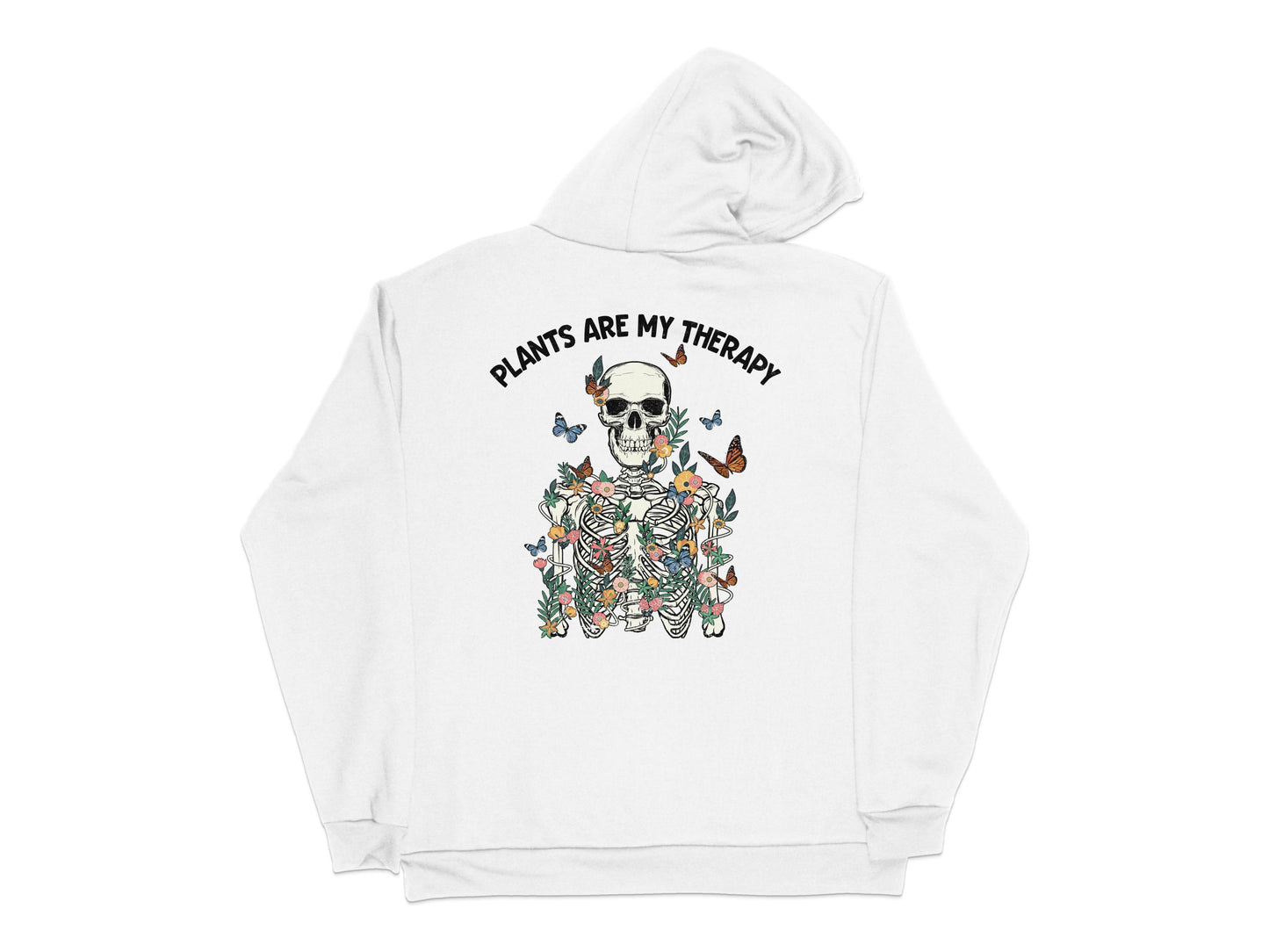 Plants Are My Therapy Hoodie, Botanical Illustration Sweatshirt, Garden Lover Gift, Unisex White Pullover