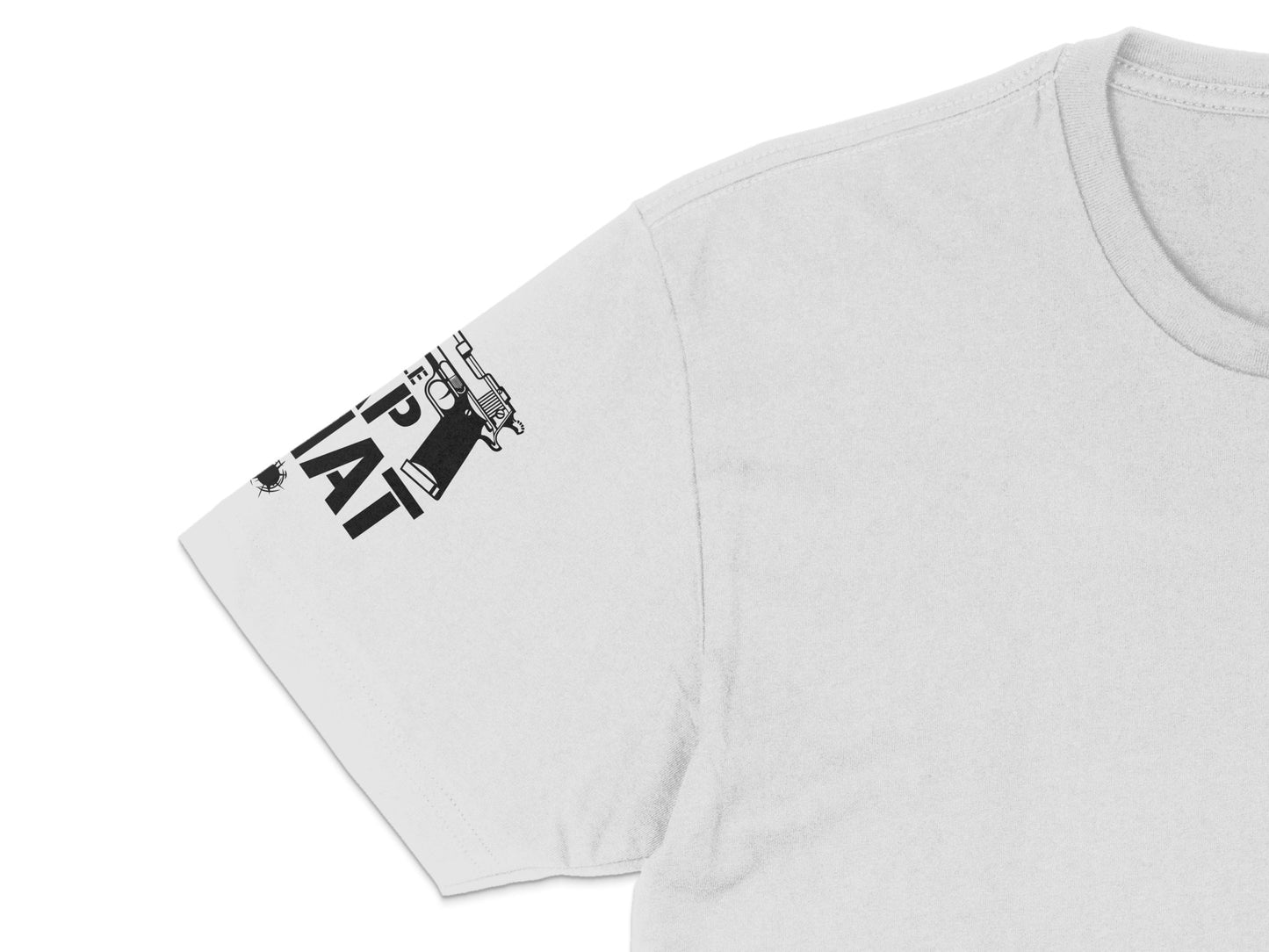 Men's White Graphic T-Shirt, Urban Style Tee, Cool Pistol Print, Casual Streetwear, Trendy Fashion Top