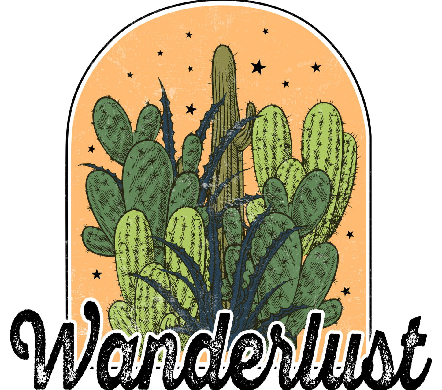 Wanderlust Cactus Desert Patch, Vintage Style Embroidered Iron-On Badge, Nature Themed Travel Accessory for Backpacks and Jackets