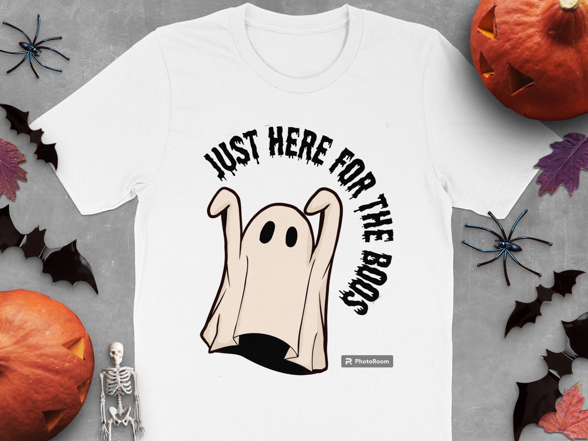 Cute Ghost T-Shirt, Just Here For The Boos, Halloween Party Tee, Spooky Fun Ghost Apparel, Autumn Graphic Shirt
