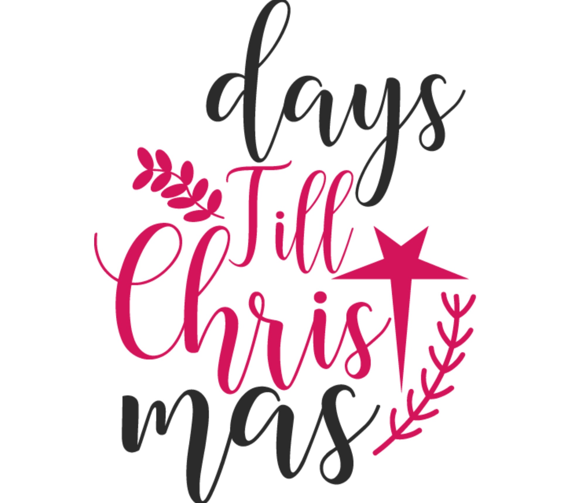 Days Till Christmas Vinyl Decal, Holiday Countdown Decoration, Festive Wall Art, Seasonal Home Decor, Pink and Black Script