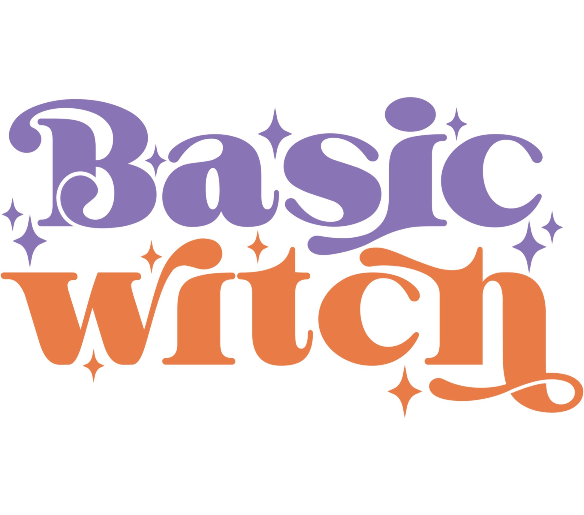 Basic Witch Halloween Graphic, Purple Orange Typography, Festive Fall Decor, Witchy Wall Art, Digital Download Print