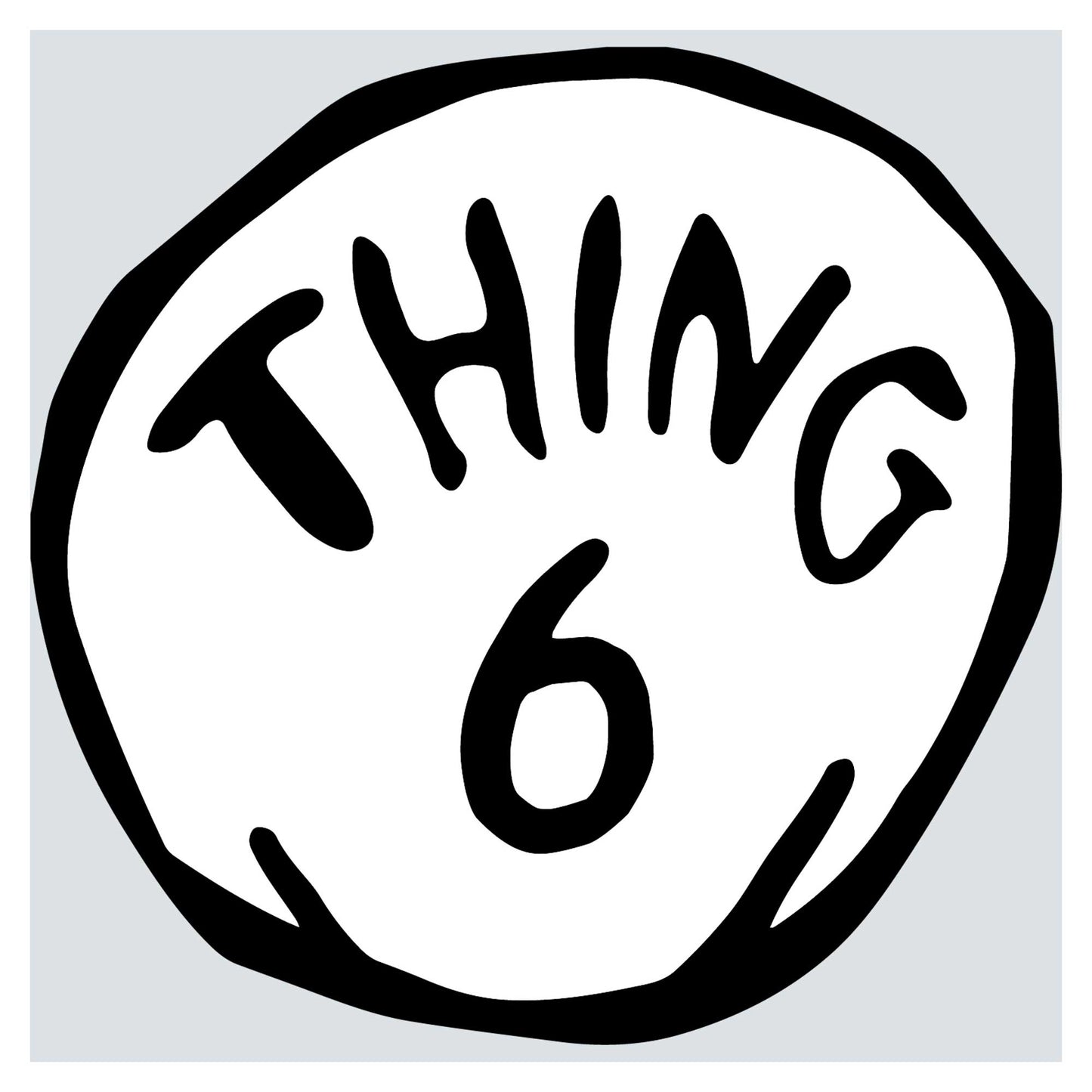 a black and white drawing of a hand that says thing 6