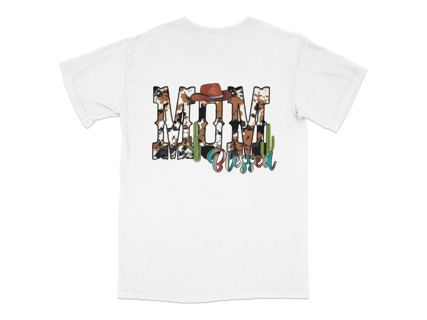 Blessed Cowgirl Boots and Cactus Graphic T-Shirt, Western Style Tee, Casual Fashion Ladies Top