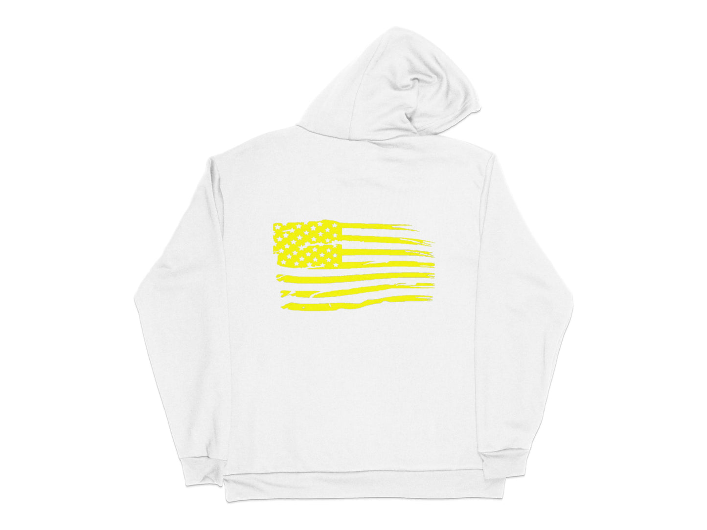American Flag Graphic Hoodie, Yellow and White, Patriotic Hooded Sweatshirt, Unisex Casual Wear