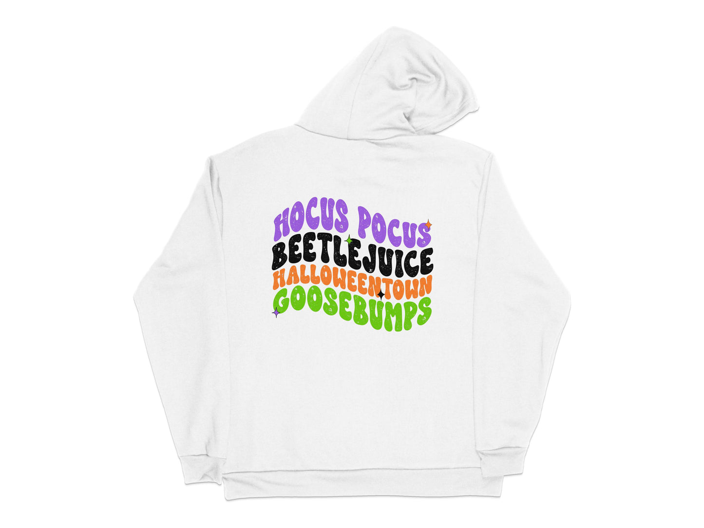 Hocus Pocus Beetlejuice Halloween Hoodie, Spooky Ghost Town Sweatshirt, Unisex White Pullover