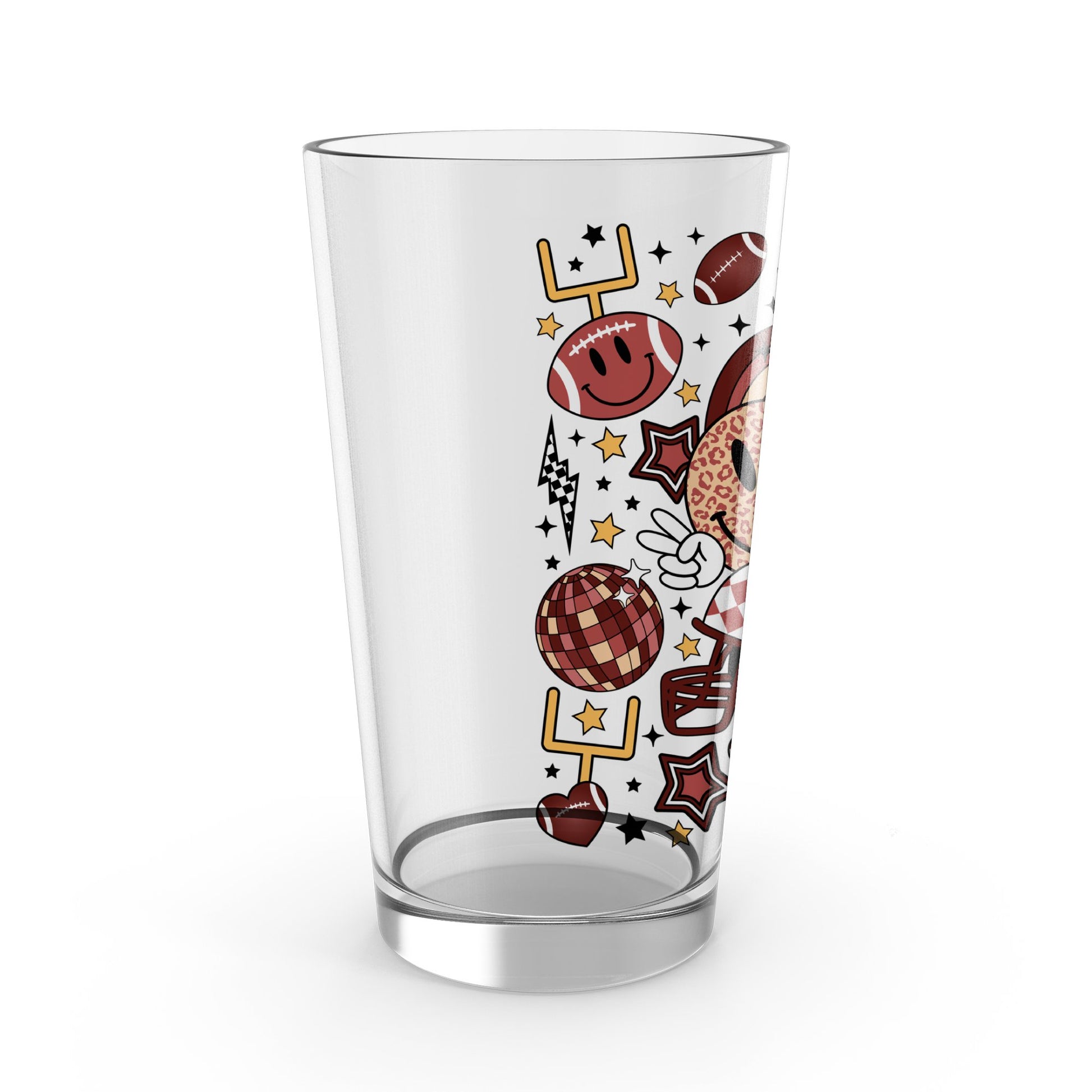 BBQ Themed Drinking Glass, Grilling Icons Beer Glass, Unique Barware, Summer Party Cup, Gift for Grill Master