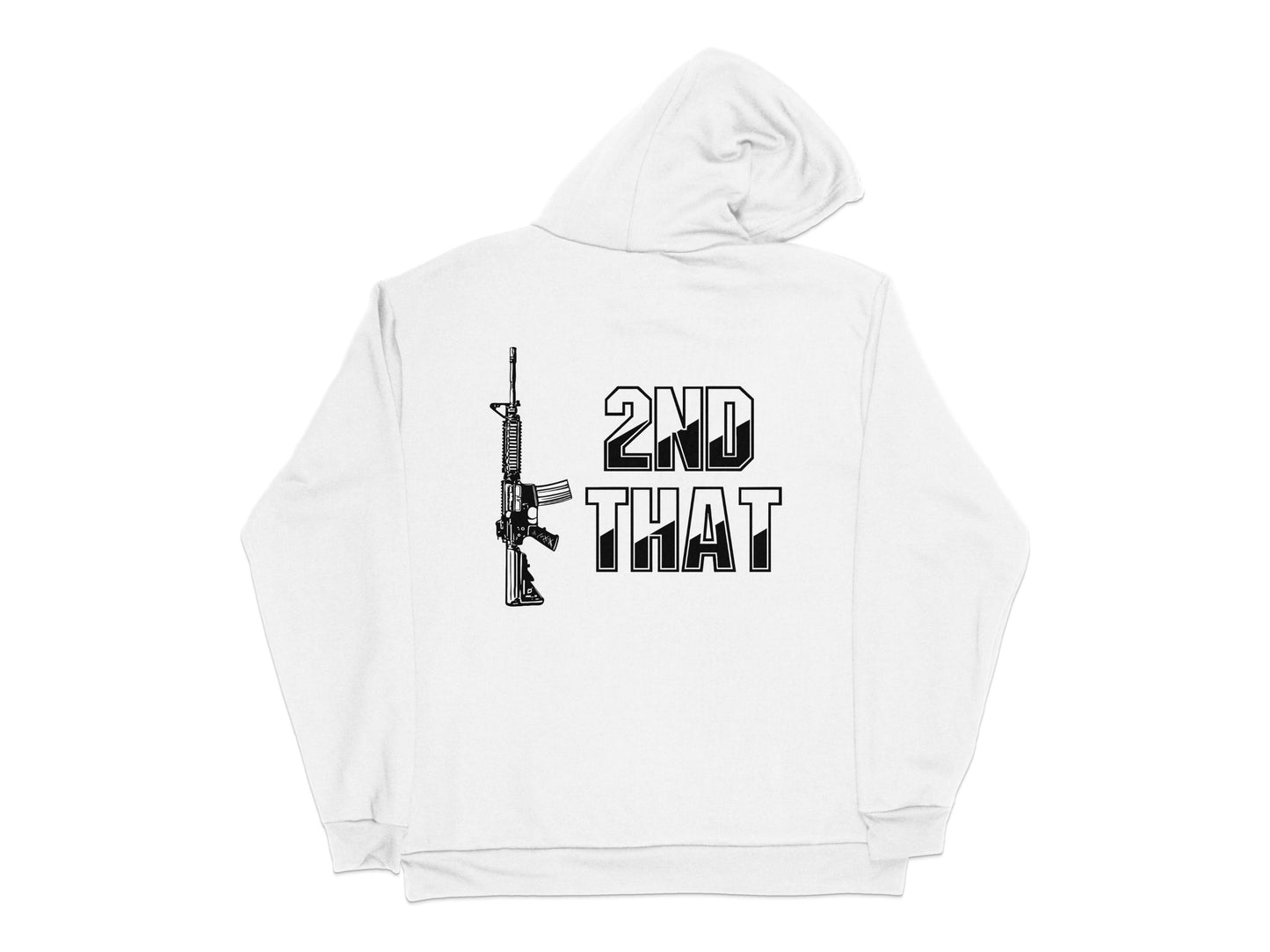 White Hoodie with Graphic Print, 2nd Amendment Rights, Rifle Design, Unisex Casual Wear