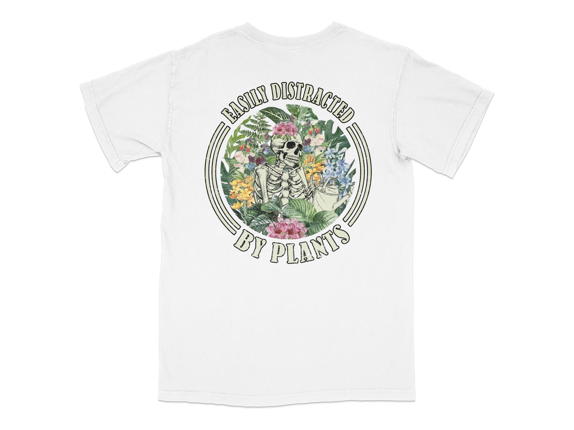 Botanical Skeleton T-Shirt, Easily Distracted by Plants, Unisex Floral Graphic Tee, Nature Lover Gift, Casual Summer Top