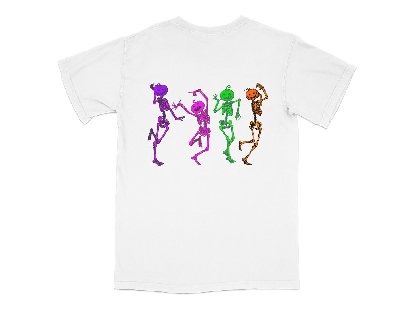 Dancing Pumpkin Skeletons in Neon Colors Halloween Print Ready DTF Transfers | SKU: EHLW270