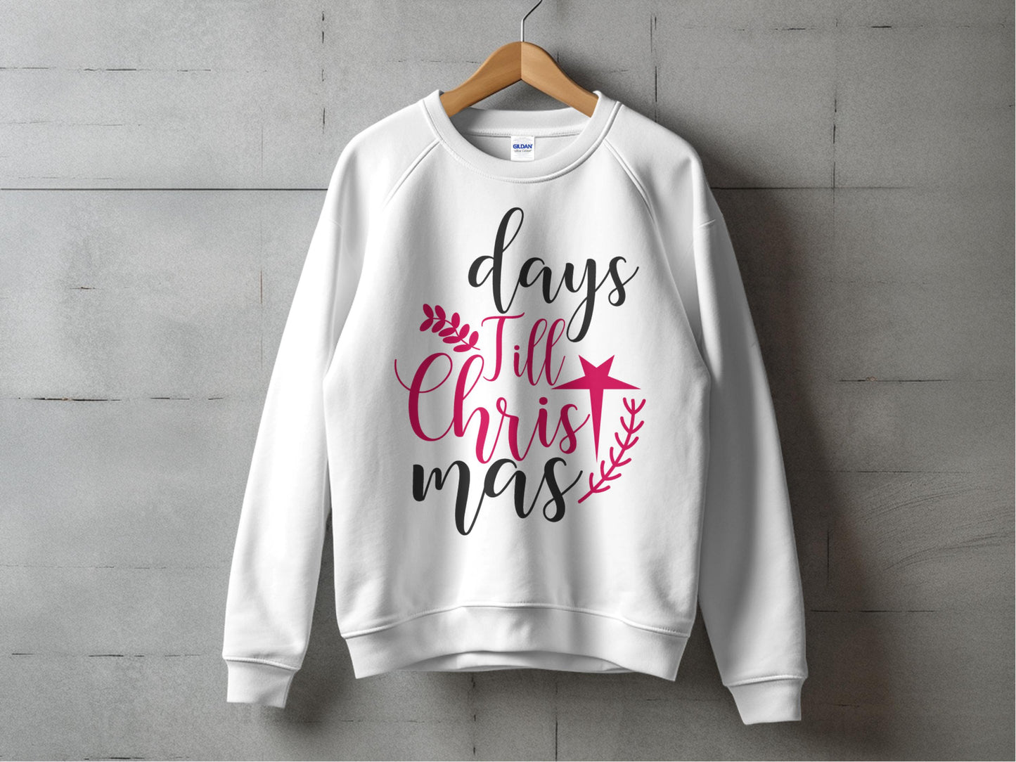 Days Till Christmas Pink and Black Text Design Print Ready DTF Transfers | SKU: CHR007