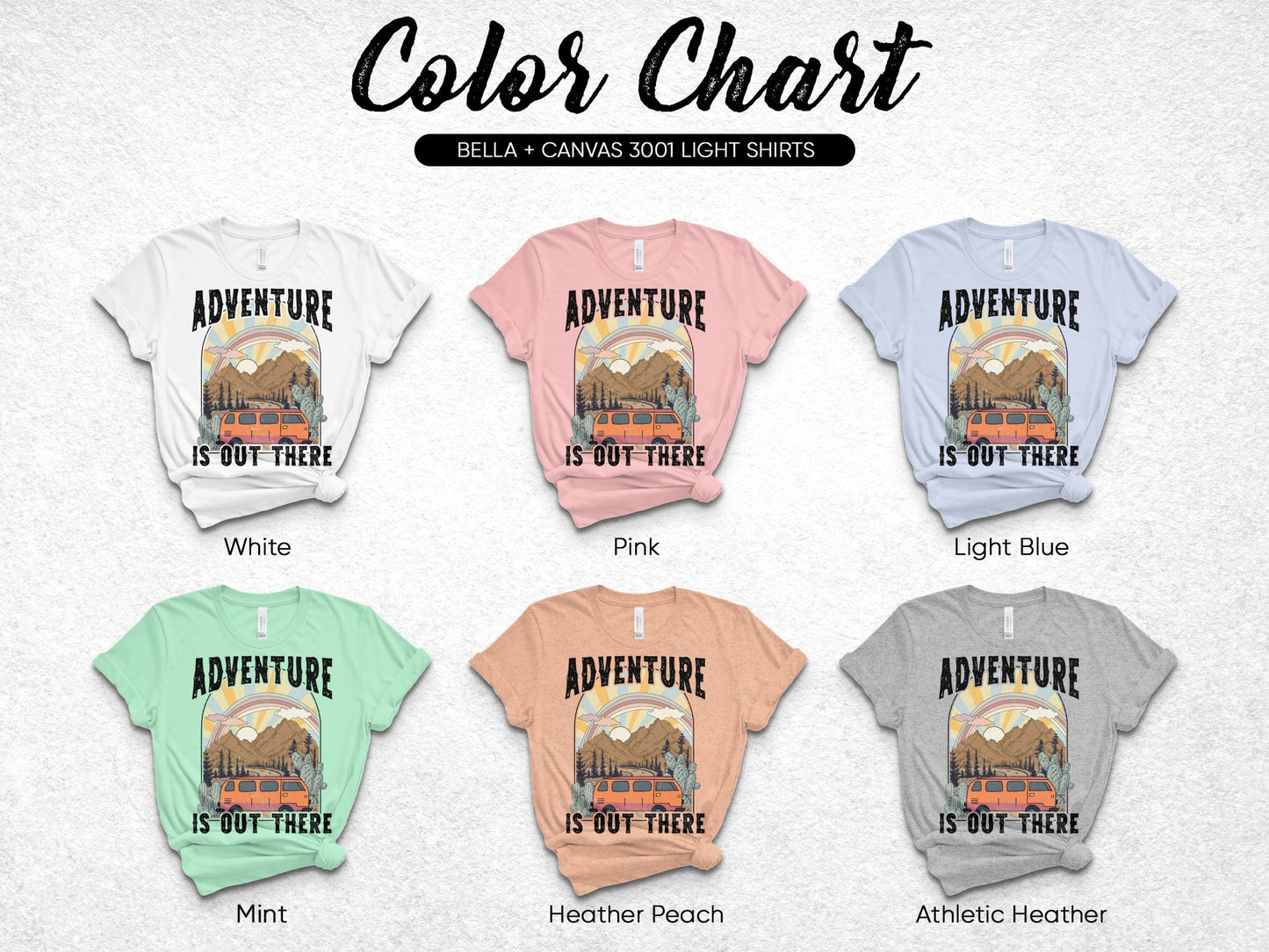 Adventure Graphic T-Shirts for Men and Women, Bella Canvas 3001, Multiple Colors Available