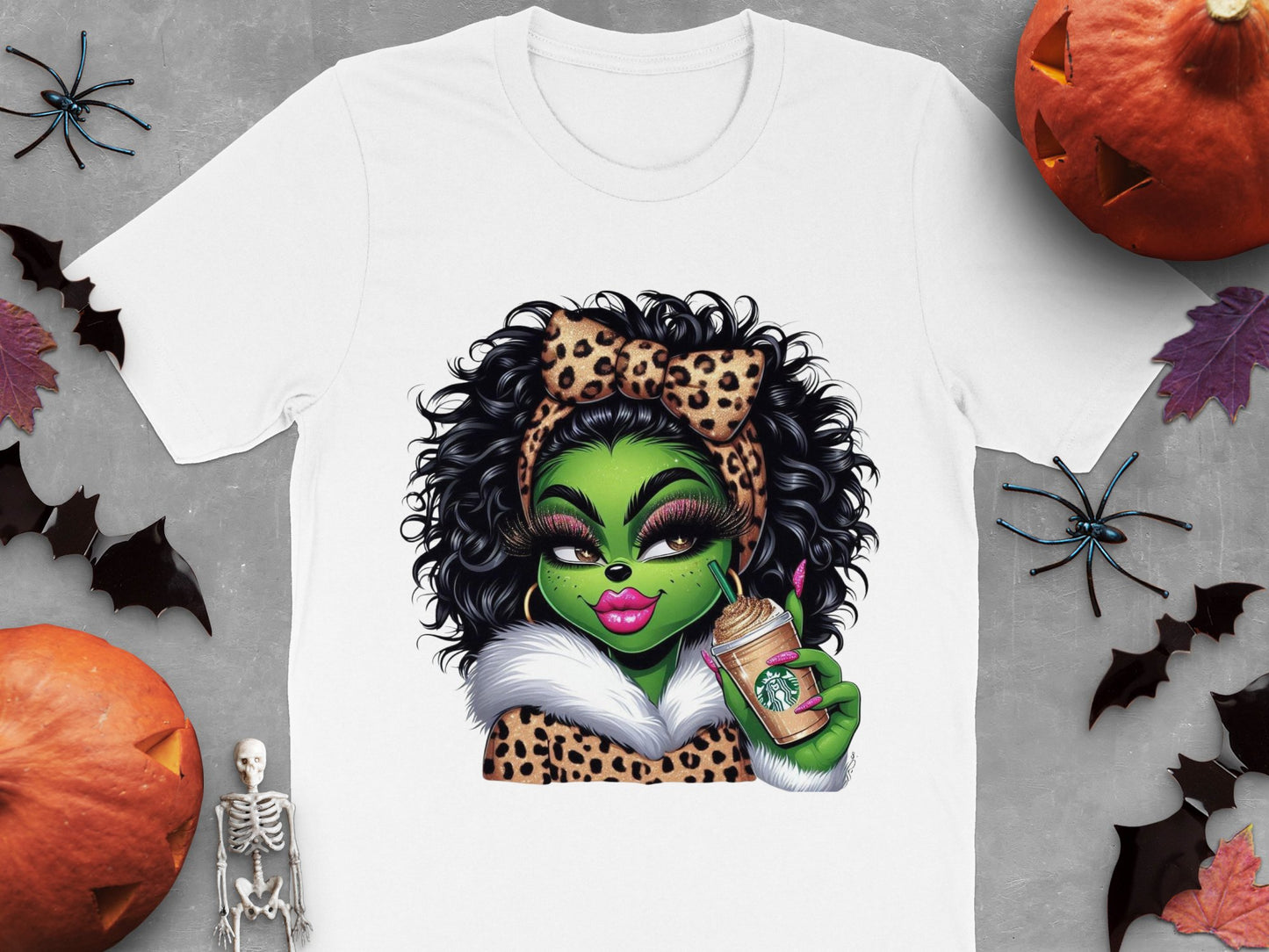 Halloween Themed T-Shirt, Witchy Fashion, Leopard Print, Spooky Graphic Tee, Fall Season Apparel, Unique October Clothing.