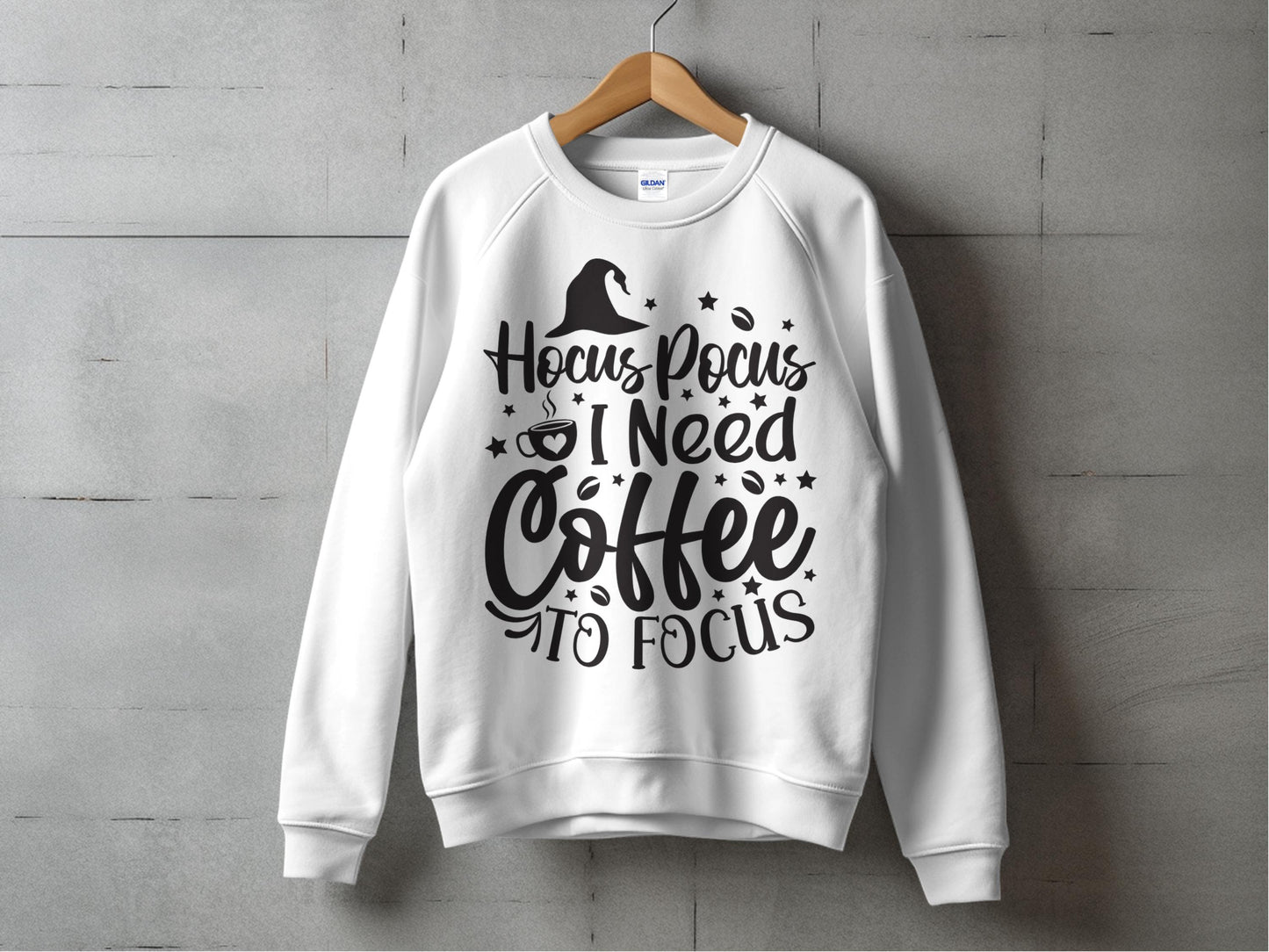 Hocus Pocus I Need Coffee to Focus Sweatshirt, Funny Halloween Crewneck, Casual Fall Fashion, Witchy Graphic Pullover, Cozy Tops