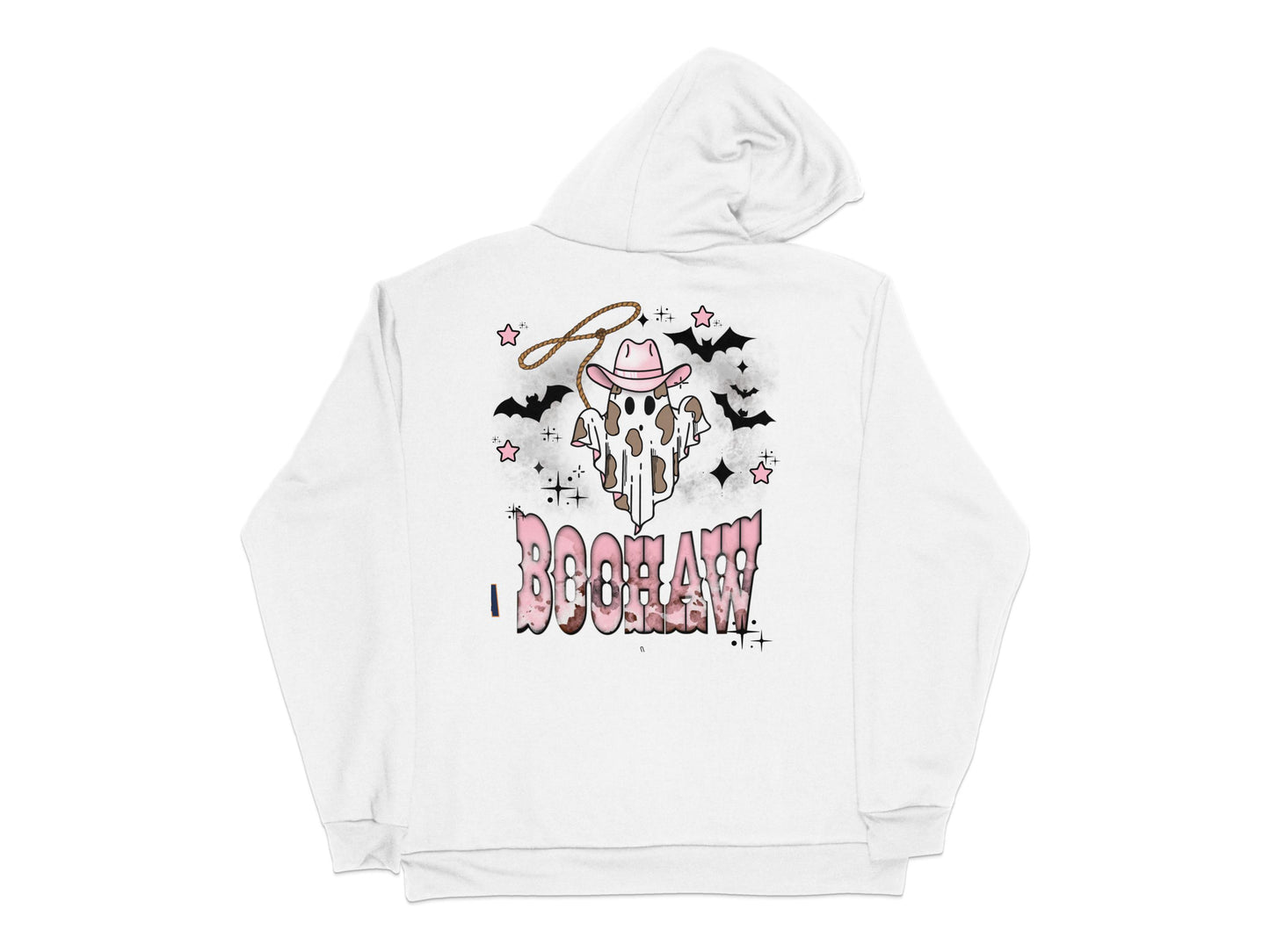 Boho Babe Graphic Hoodie, Western Cowgirl Style, Pink Cowboy Hat, Stars Print Sweatshirt