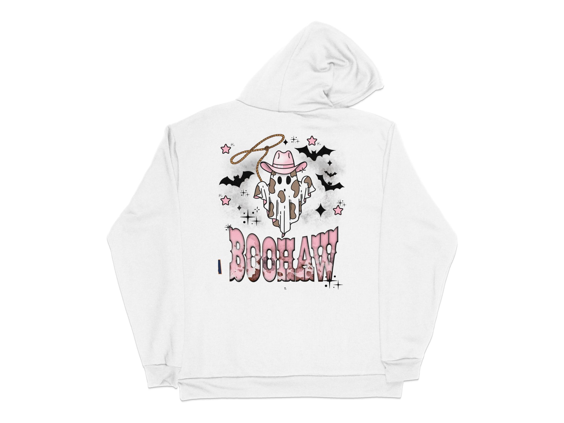 Boho Babe Graphic Hoodie, Western Cowgirl Style, Pink Cowboy Hat, Stars Print Sweatshirt