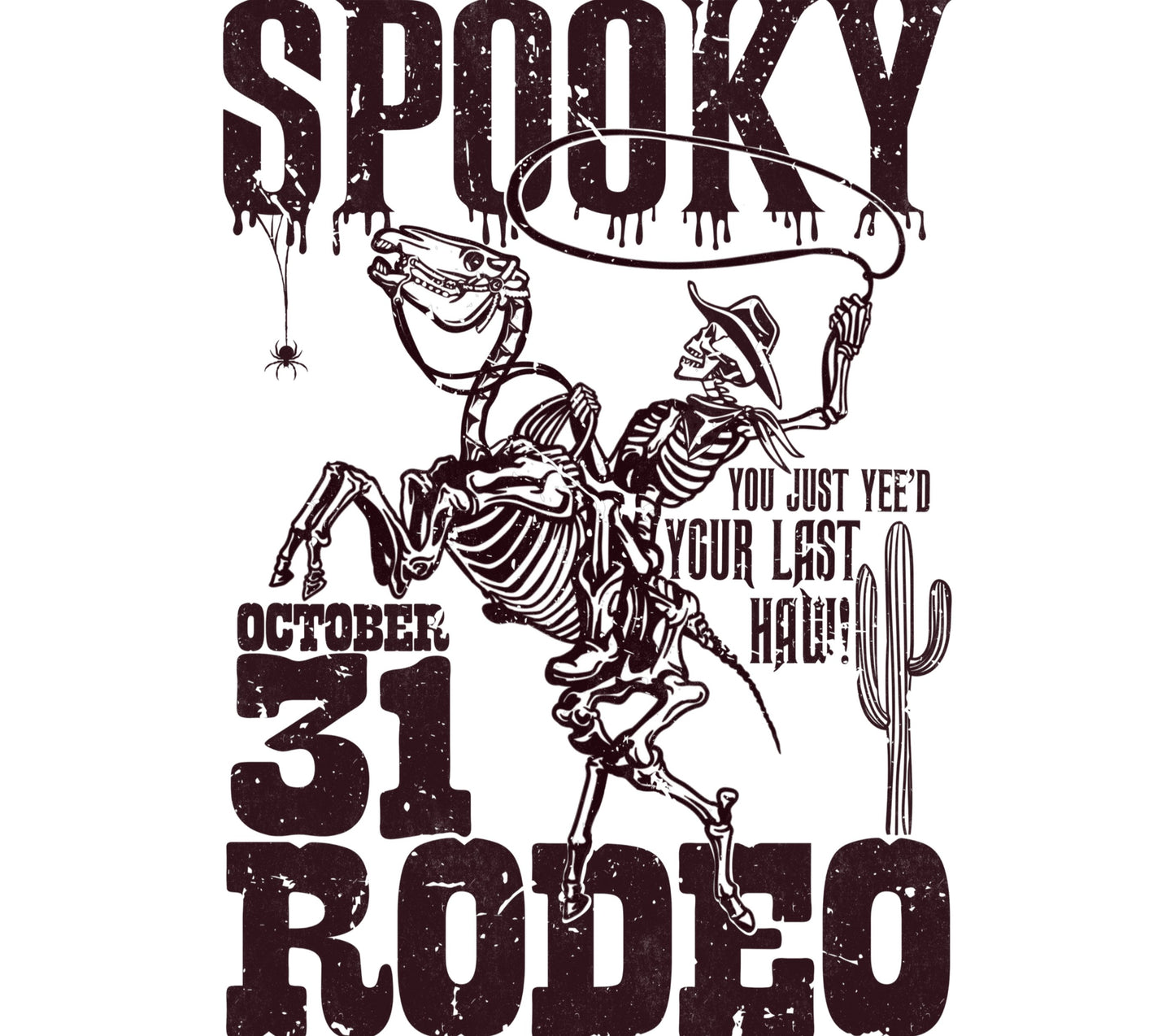Spooky Skeleton Rodeo T-Shirt, Halloween Cowboy Graphic Tee, October 31st Unique Party Apparel