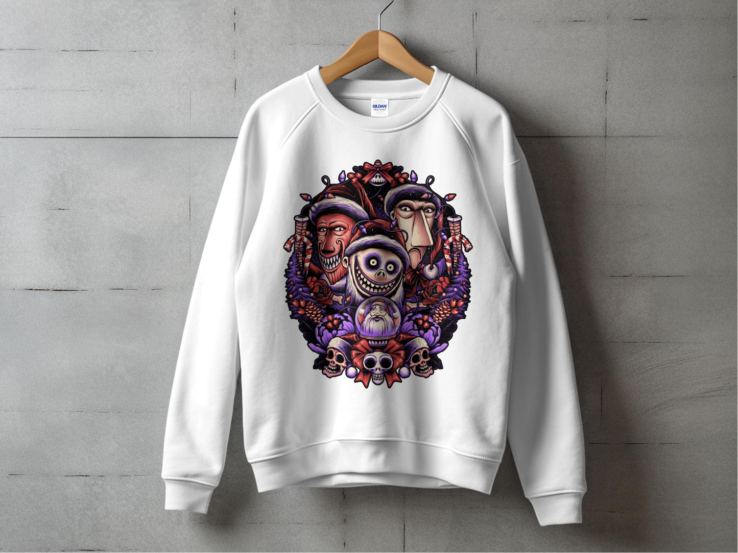 Colorful Skulls Sweatshirt, Unique Gothic Print Pullover, Unisex Fashion Top, Artist Designed Apparel