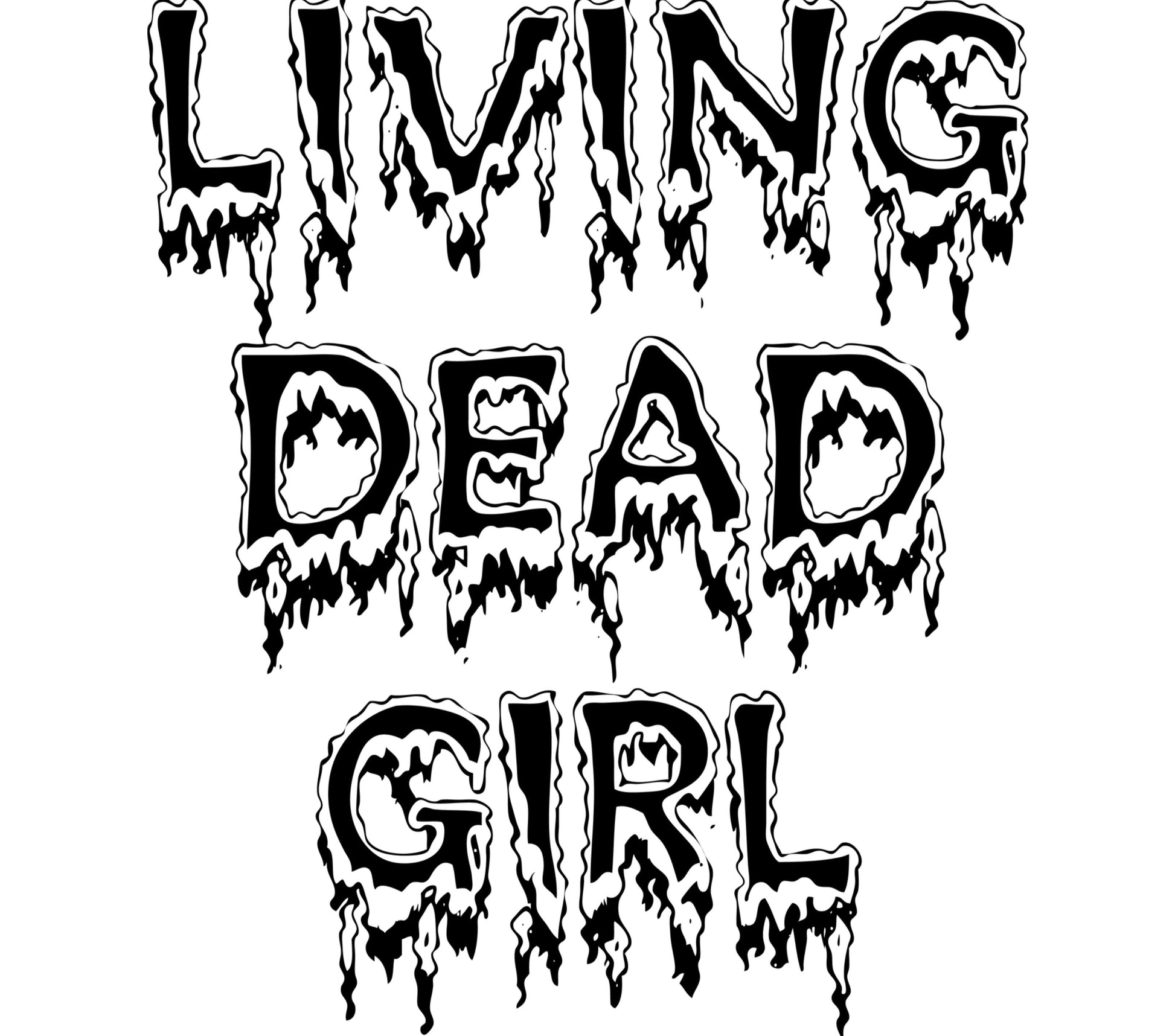 Living Dead Girl Gothic Horror Font Black and White Poster Print Wall Art Decor