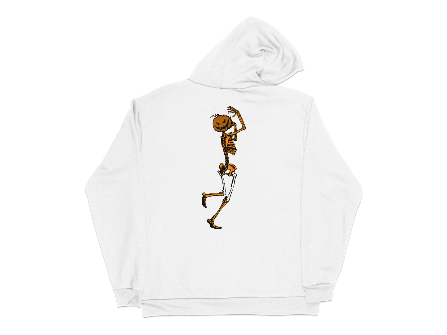 Dancing Skeleton Hoodie, Funny Bone Graphic, Unisex White Sweatshirt, Casual Fall Apparel