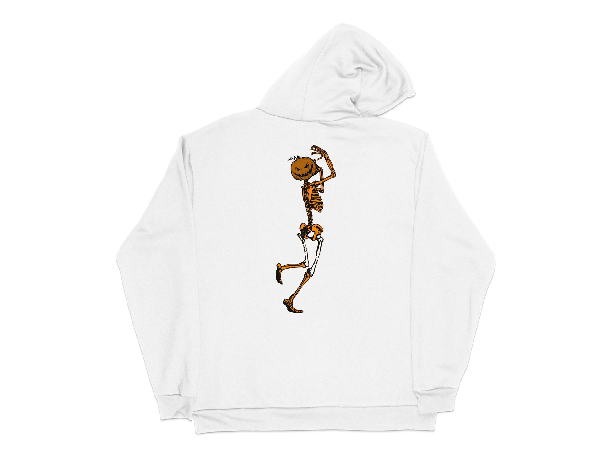 Dancing Skeleton Hoodie, Funny Bone Graphic, Unisex White Sweatshirt, Casual Fall Apparel