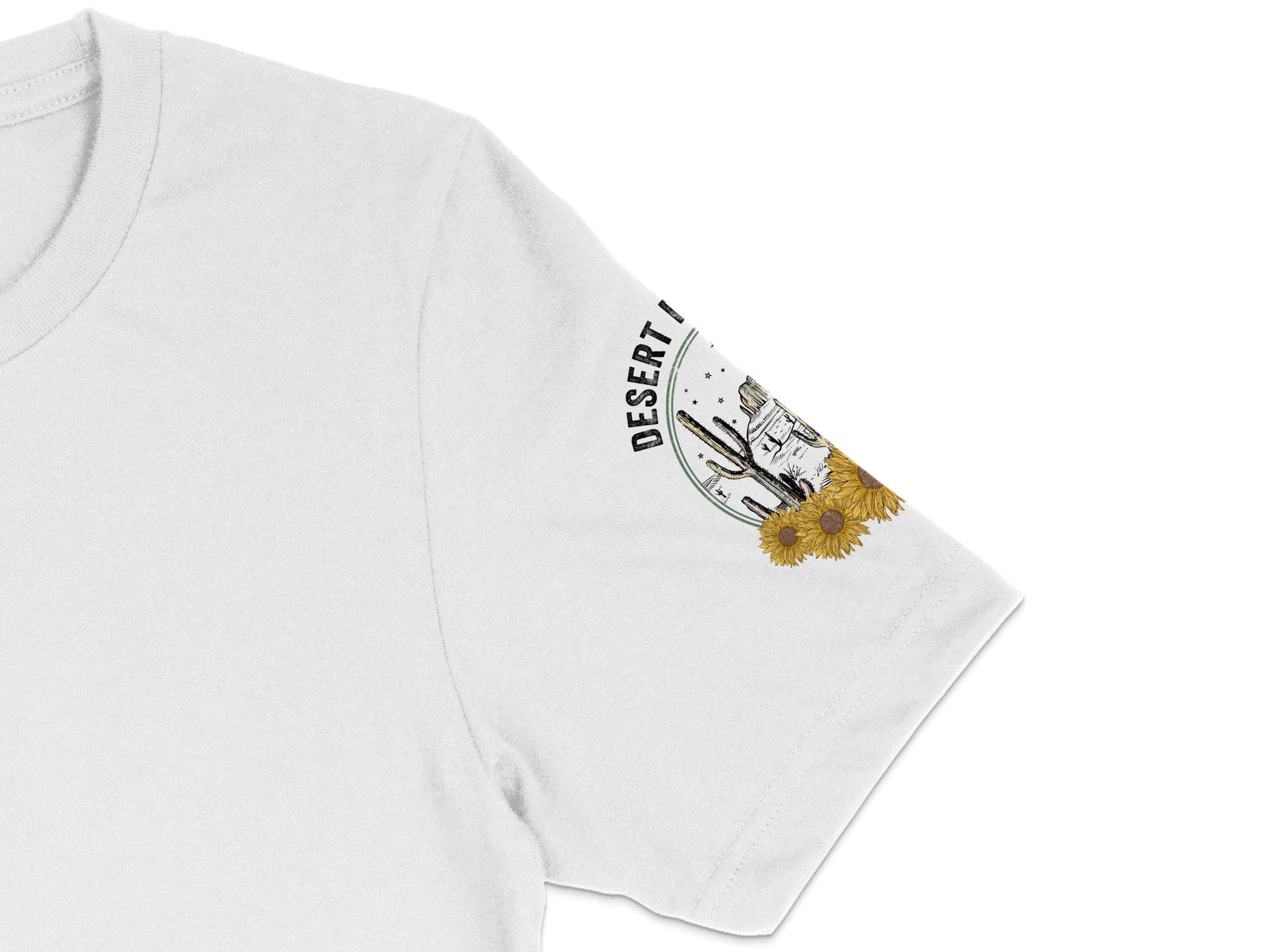 White T-shirt with Desert Cactus Print, Unisex Summer Casual Tee, Graphic Nature Inspired Design