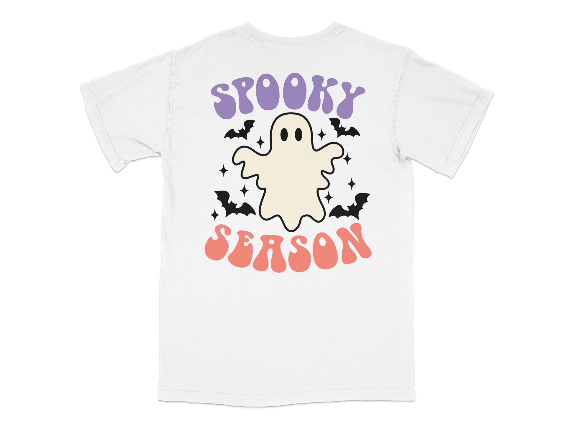 Spooky Season Ghost and Stars Halloween T-Shirt, Cute Fall Festival Apparel, Unisex Adult and Kids Sizes Available