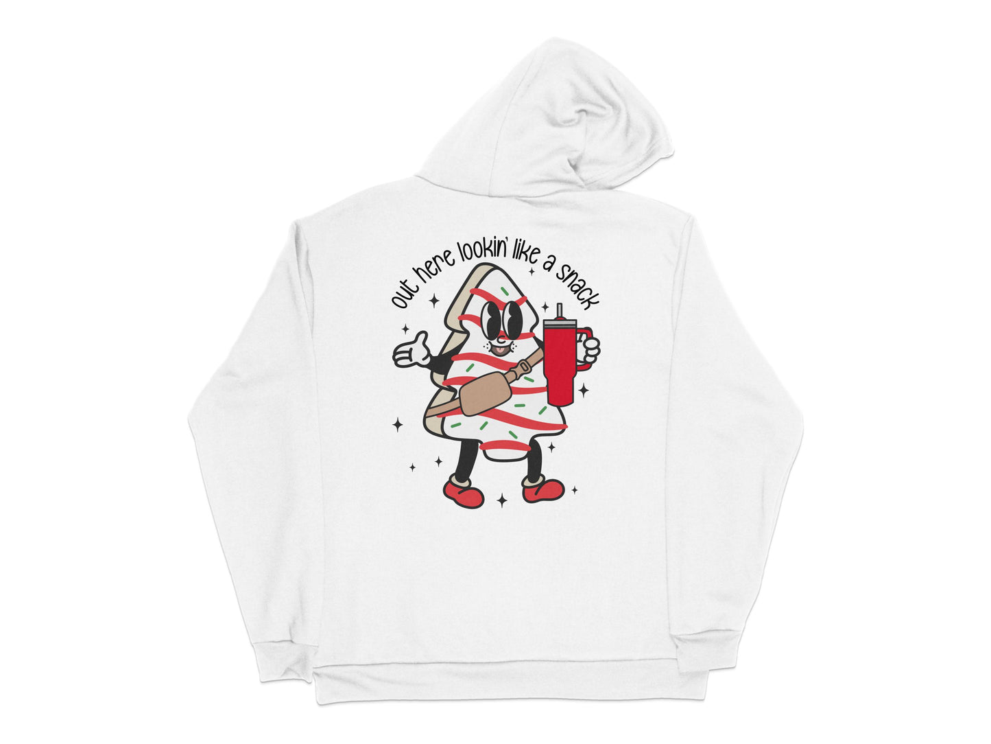 Cartoon Strawberry Milkshake Graphic Hoodie, Cute Character Print, Unisex Casual Sweatshirt White