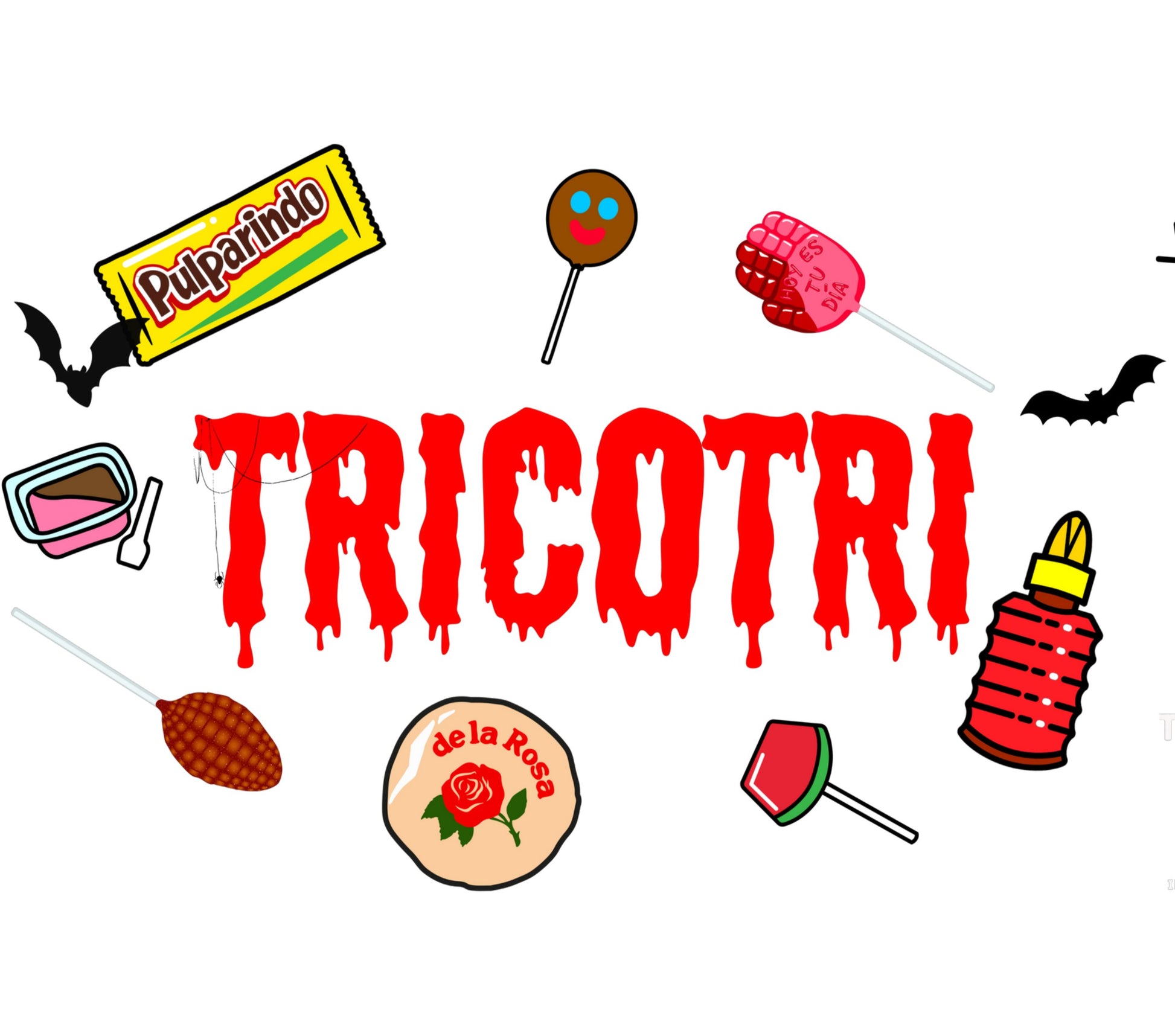 Tricotri Halloween Candy Graphic T-Shirt, Colorful Festive Sugar Skull Treats Design, Mexican Inspired, Casual Wear