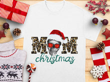 Funky Skull Santa Hat Christmas T-Shirt, Leopard Print, Holiday Graphic Tee, Unisex Gift