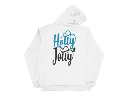 Women's White Hoodie with 'Holly Jolly' Print, Festive Holiday Sweatshirt, Cozy Winter Apparel