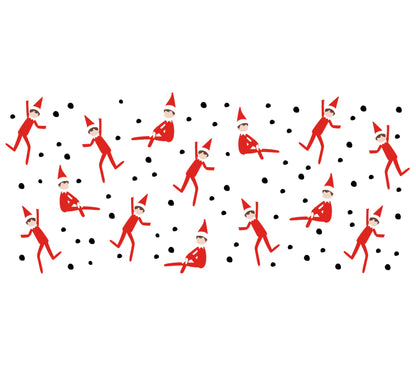 Festive Red Elf Pattern Christmas Fabric, Holiday Decor Cotton Material, Seasonal Sewing Craft Supplies