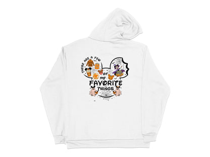 White Hoodie with Cute Graphic Design, My Favorite Things Illustration, Casual Unisex Apparel